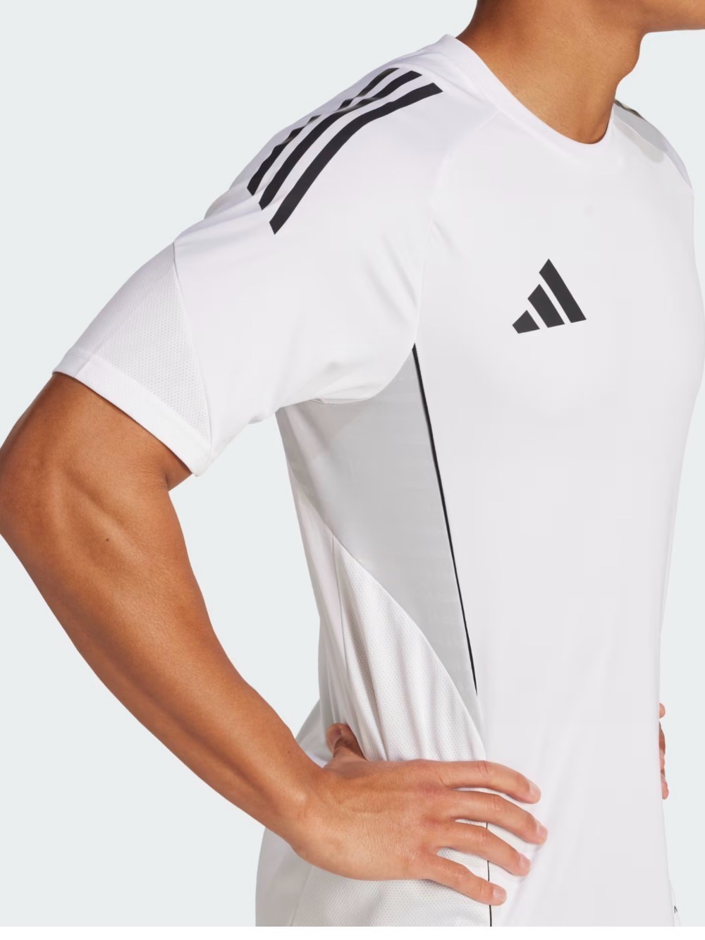adidas White Sport Tee with Gray Trim